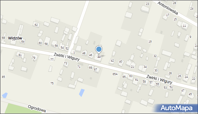 Widzów, Żwirki i Wigury, 44, mapa Widzów