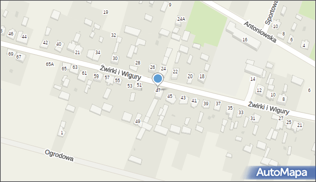 Widzów, Żwirki i Wigury, 47, mapa Widzów