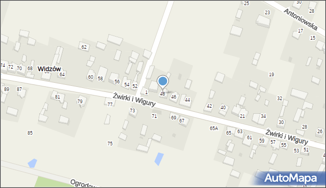 Widzów, Żwirki i Wigury, 48, mapa Widzów