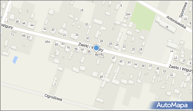 Widzów, Żwirki i Wigury, 53, mapa Widzów