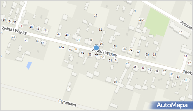 Widzów, Żwirki i Wigury, 57, mapa Widzów
