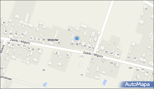 Widzów, Żwirki i Wigury, 58, mapa Widzów