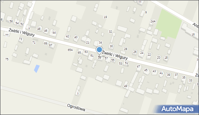 Widzów, Żwirki i Wigury, 59, mapa Widzów