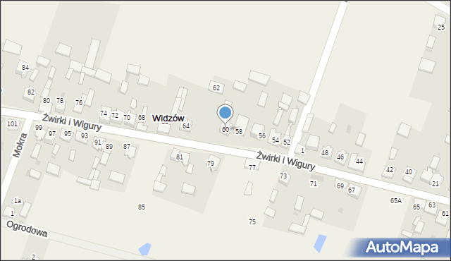 Widzów, Żwirki i Wigury, 60, mapa Widzów