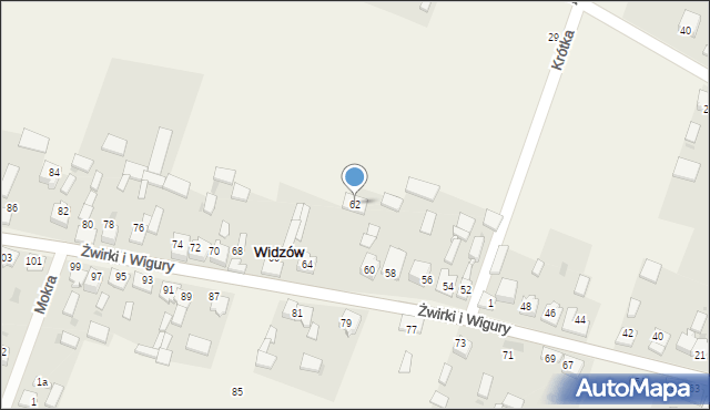 Widzów, Żwirki i Wigury, 62, mapa Widzów