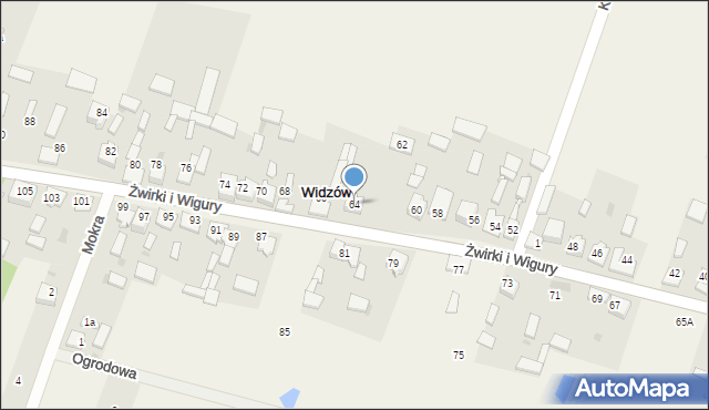 Widzów, Żwirki i Wigury, 64, mapa Widzów