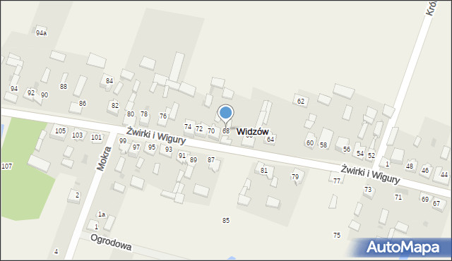 Widzów, Żwirki i Wigury, 68, mapa Widzów