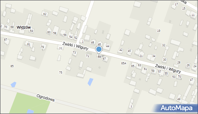 Widzów, Żwirki i Wigury, 69, mapa Widzów