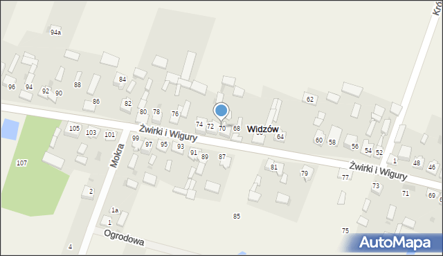 Widzów, Żwirki i Wigury, 70, mapa Widzów