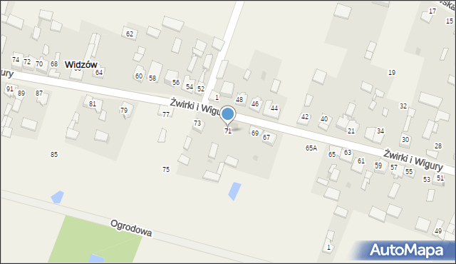 Widzów, Żwirki i Wigury, 71, mapa Widzów