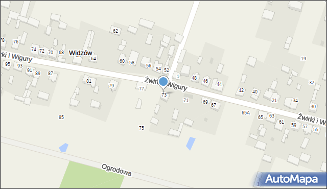 Widzów, Żwirki i Wigury, 73, mapa Widzów