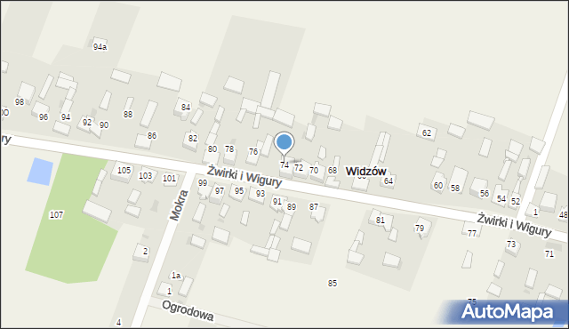 Widzów, Żwirki i Wigury, 74, mapa Widzów