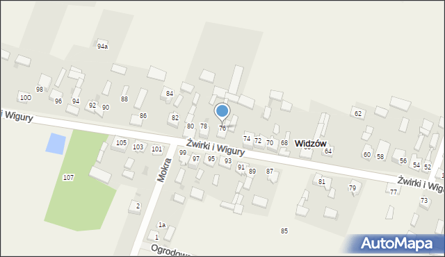 Widzów, Żwirki i Wigury, 76, mapa Widzów