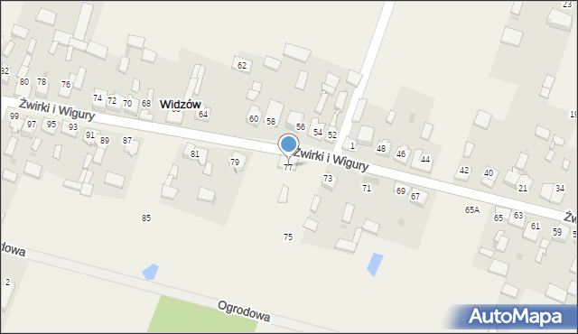 Widzów, Żwirki i Wigury, 77, mapa Widzów