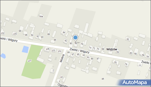 Widzów, Żwirki i Wigury, 78, mapa Widzów