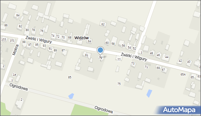 Widzów, Żwirki i Wigury, 79, mapa Widzów
