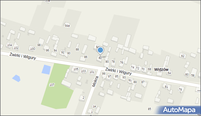 Widzów, Żwirki i Wigury, 82, mapa Widzów