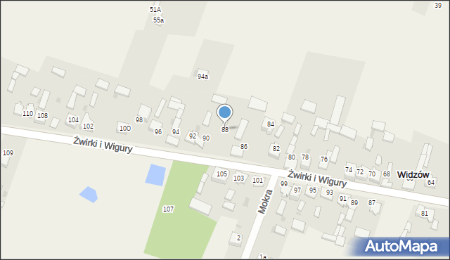 Widzów, Żwirki i Wigury, 88, mapa Widzów