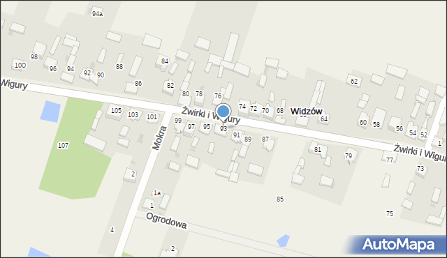 Widzów, Żwirki i Wigury, 93, mapa Widzów