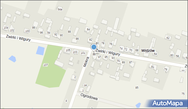 Widzów, Żwirki i Wigury, 99, mapa Widzów