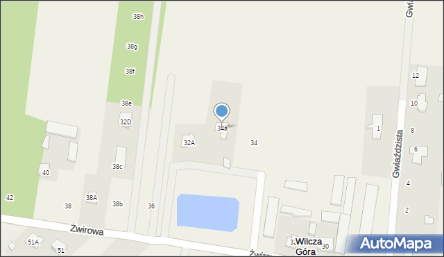 Wilcza Góra, Żwirowa, 34a, mapa Wilcza Góra