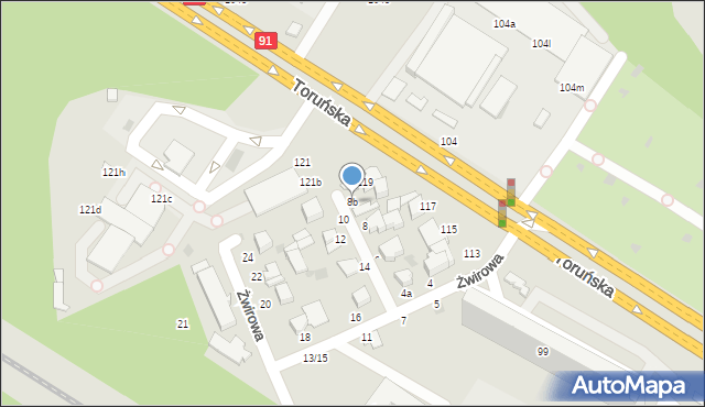 Włocławek, Żwirowa, 8b, mapa Włocławka