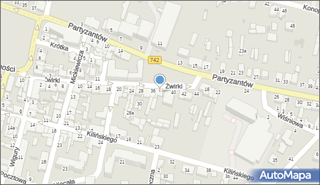 Włoszczowa, Żwirki Franciszka, kpt. pil., 38, mapa Włoszczowa