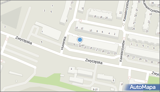 Wrocław, Zwycięska, 11, mapa Wrocławia