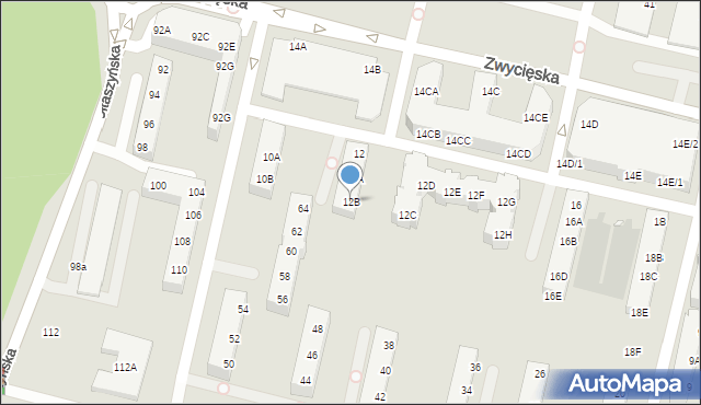 Wrocław, Zwycięska, 12B, mapa Wrocławia