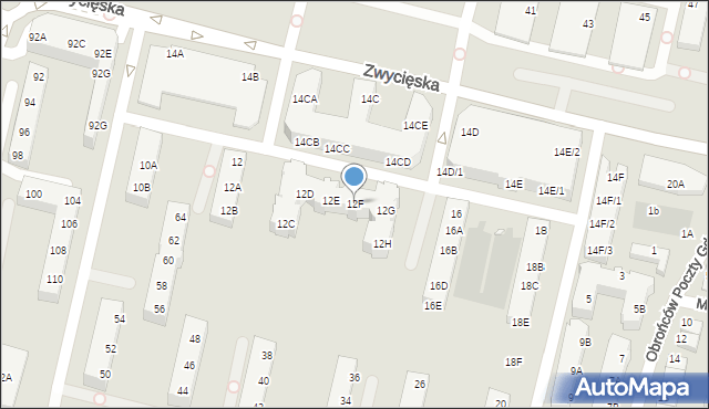 Wrocław, Zwycięska, 12F, mapa Wrocławia