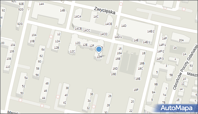 Wrocław, Zwycięska, 12H, mapa Wrocławia