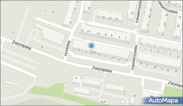 Wrocław, Zwycięska, 13, mapa Wrocławia