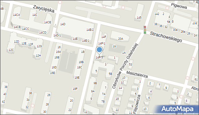 Wrocław, Zwycięska, 14F/3, mapa Wrocławia