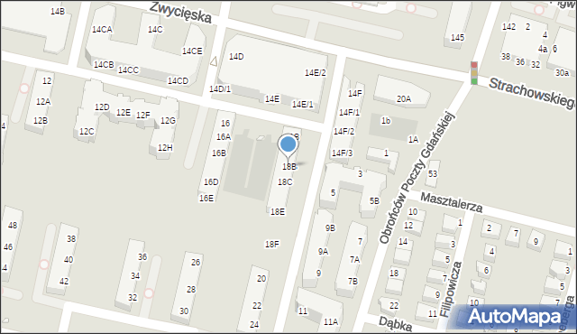 Wrocław, Zwycięska, 18B, mapa Wrocławia