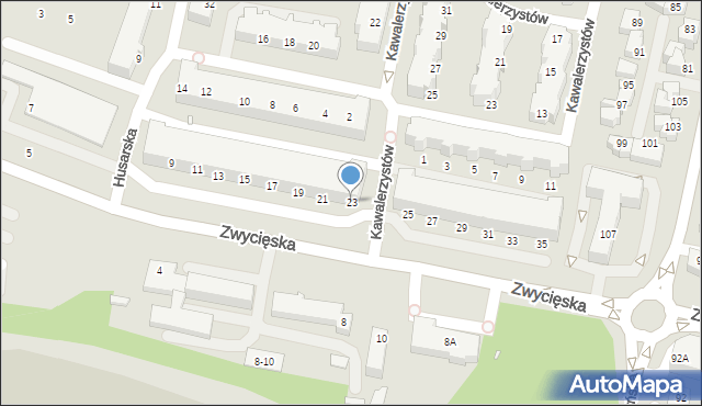 Wrocław, Zwycięska, 23, mapa Wrocławia