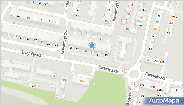 Wrocław, Zwycięska, 31, mapa Wrocławia