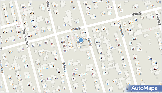 Ząbki, Żwirki Franciszka, kpt. pil., 19A, mapa Ząbki