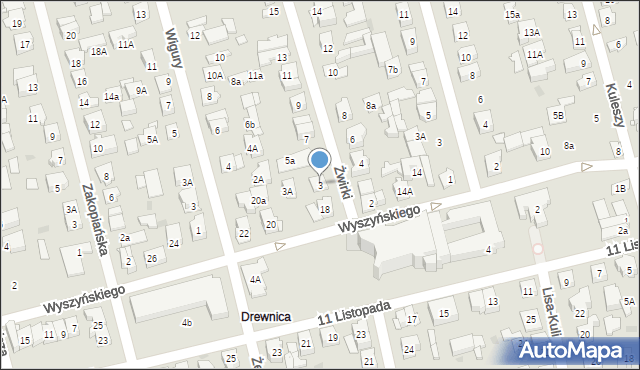 Ząbki, Żwirki Franciszka, kpt. pil., 3, mapa Ząbki