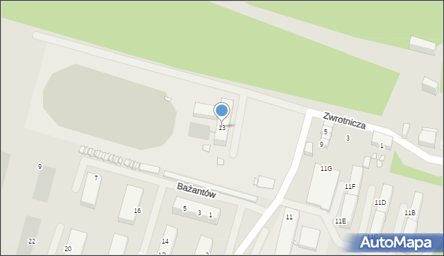 Zabrze, Zwrotnicza, 13, mapa Zabrza