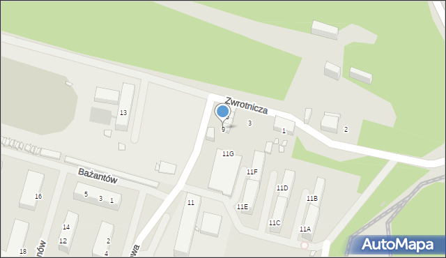 Zabrze, Zwrotnicza, 9, mapa Zabrza