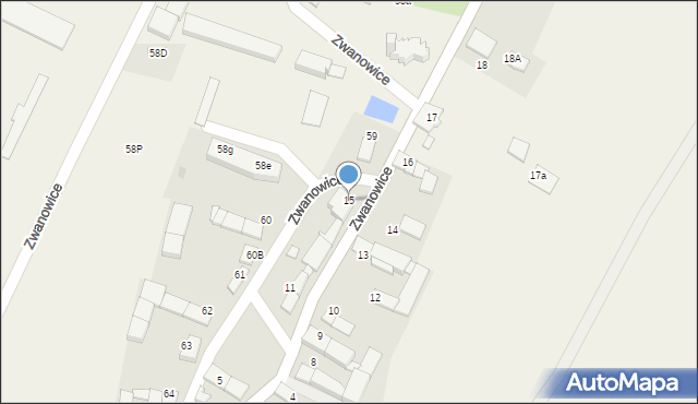 Zwanowice, Zwanowice, 15, mapa Zwanowice