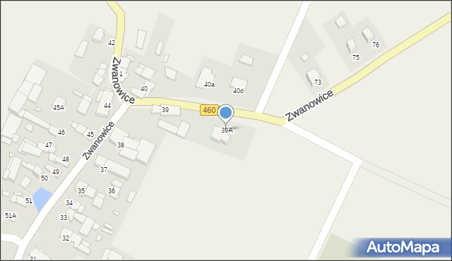 Zwanowice, Zwanowice, 39A, mapa Zwanowice