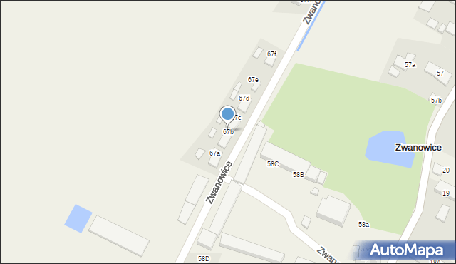 Zwanowice, Zwanowice, 67b, mapa Zwanowice