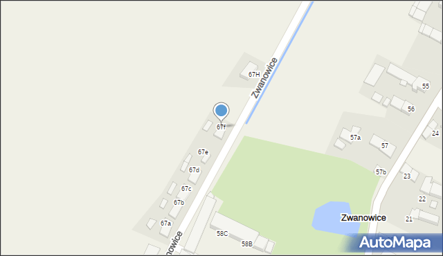 Zwanowice, Zwanowice, 67f, mapa Zwanowice