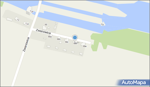 Zwanowice, Zwanowice, 68d, mapa Zwanowice