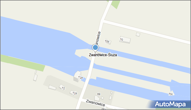 Zwanowice, Zwanowice, 70a, mapa Zwanowice