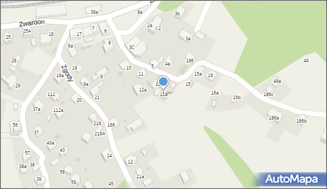 Zwardoń, Zwardoń, 11a, mapa Zwardoń