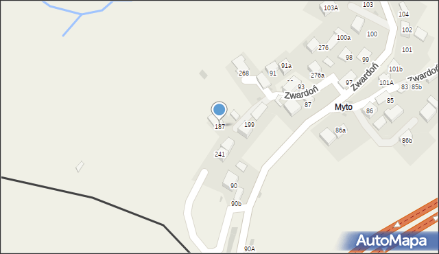 Zwardoń, Zwardoń, 187, mapa Zwardoń