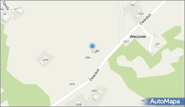 Zwardoń, Zwardoń, 188b, mapa Zwardoń