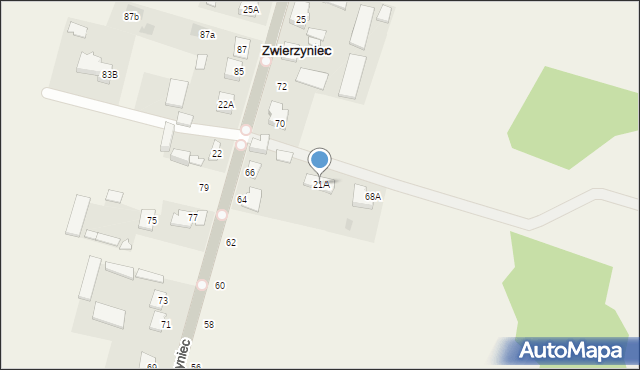 Zwierzyniec, Zwierzyniec, 21A, mapa Zwierzyniec